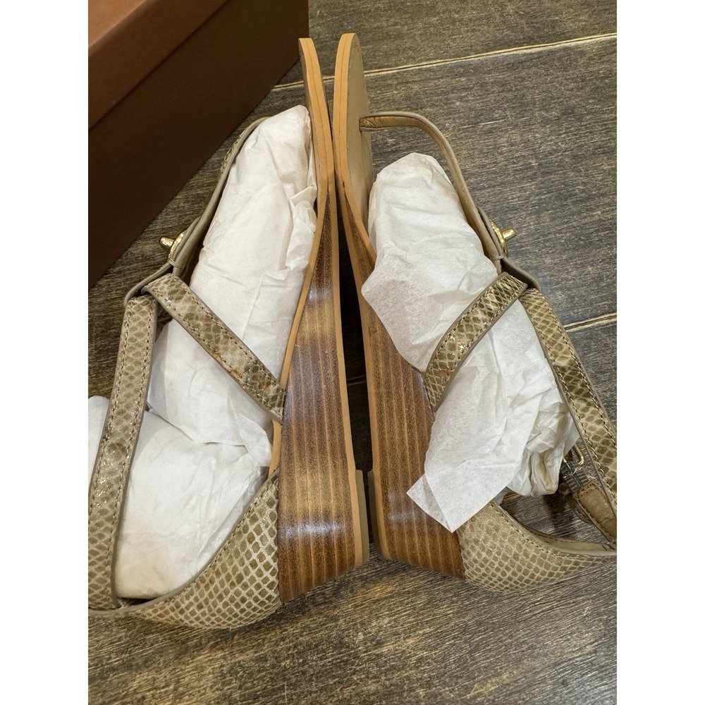 COACH Ingrid Natural Snake Print Leather Thong Wedge Sandals‎ Women's Size 8.5 - Picture 7 of 12